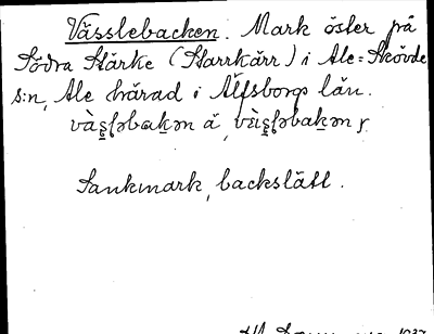 Bild på arkivkortet för arkivposten Vässlebacken