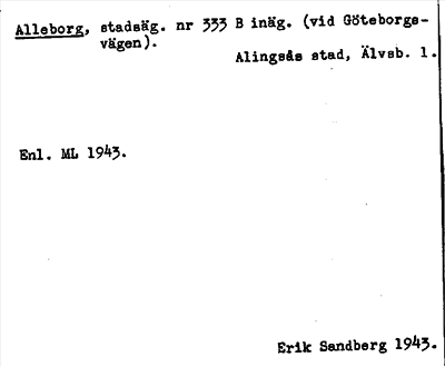 Bild på arkivkortet för arkivposten Alleborg
