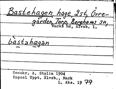 Bild på arkivkortet för arkivposten Bastehagen