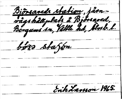 Bild på arkivkortet för arkivposten Björsareds station
