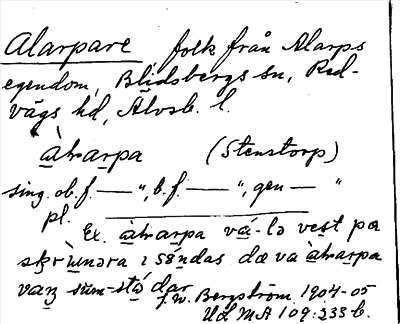 Bild på arkivkortet för arkivposten Alarpare
