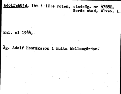 Bild på arkivkortet för arkivposten Adolfshöjd