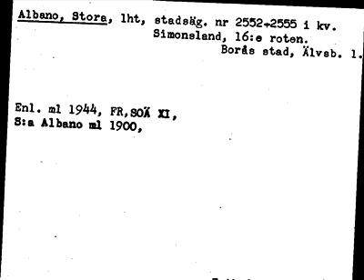 Bild på arkivkortet för arkivposten Albano, Stora