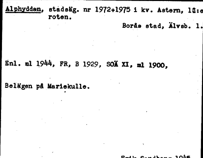 Bild på arkivkortet för arkivposten Alphyddan