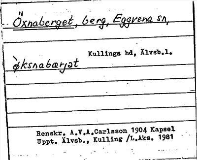 Bild på arkivkortet för arkivposten Öxnaberget