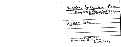 Bild på arkivkortet för arkivposten Ambjörns lycka