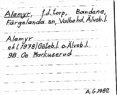 Bild på arkivkortet för arkivposten Alemyr