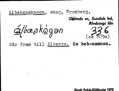 Bild på arkivkortet för arkivposten Albergsskogen