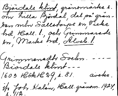 Bild på arkivkortet för arkivposten Björdals klint