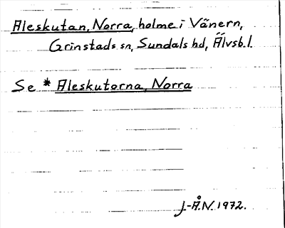 Bild på arkivkortet för arkivposten Aleskutan, Norra, se *Aleskutorna, Norra