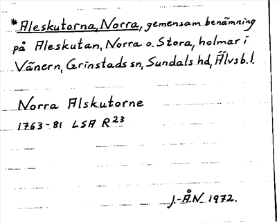 Bild på arkivkortet för arkivposten *Aleskutorna, Norra