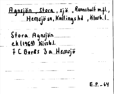 Bild på arkivkortet för arkivposten Agnsjön, Stora