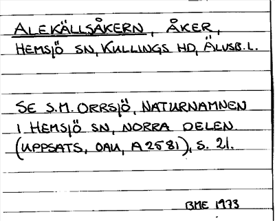 Bild på arkivkortet för arkivposten Alekällsåkern