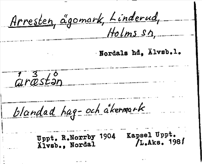 Bild på arkivkortet för arkivposten Arresten