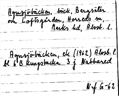 Bild på arkivkortet för arkivposten Agnsjöbäcken