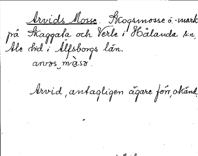 Bild på arkivkortet för arkivposten Arvids Mosse