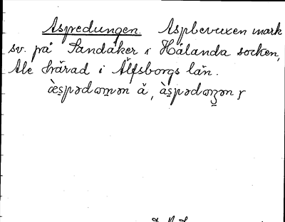 Bild på arkivkortet för arkivposten Aspedungen
