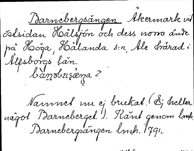 Bild på arkivkortet för arkivposten Barnebergsängen