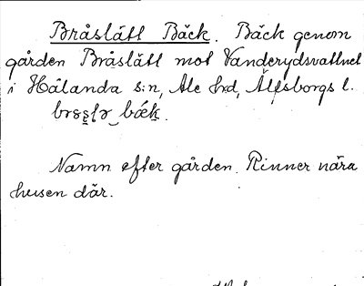 Bild på arkivkortet för arkivposten Bråslätt Bäck