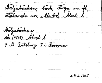 Bild på arkivkortet för arkivposten Bäljabäcken