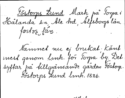 Bild på arkivkortet för arkivposten Föstorps Lund