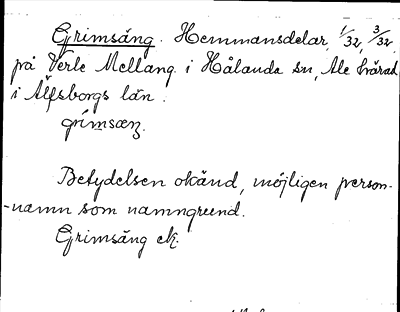 Bild på arkivkortet för arkivposten Grimsäng