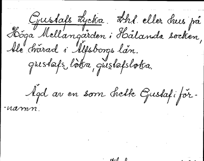 Bild på arkivkortet för arkivposten Gustavs Lycka