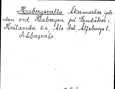 Bild på arkivkortet för arkivposten Habergsvalla