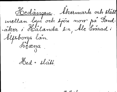 Bild på arkivkortet för arkivposten Hedängen