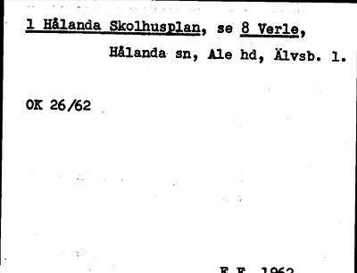 Bild på arkivkortet för arkivposten Hålanda Skolhusplan, se 8 Verle