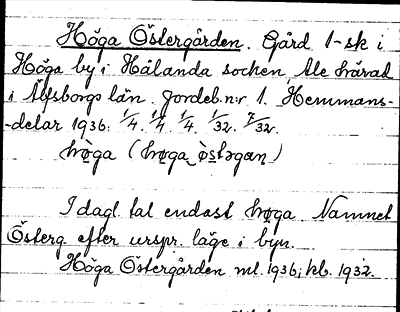Bild på arkivkortet för arkivposten Höga Östergården