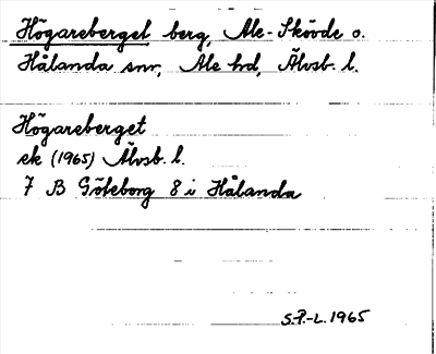 Bild på arkivkortet för arkivposten Högareberget