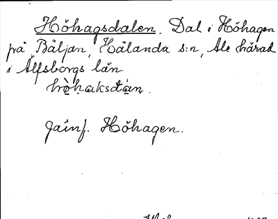 Bild på arkivkortet för arkivposten Höghagsdalen
