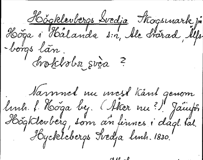 Bild på arkivkortet för arkivposten Högklevbergs Svedja