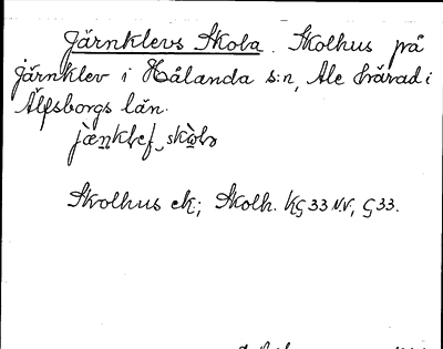 Bild på arkivkortet för arkivposten Järnklevs Skola