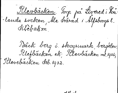Bild på arkivkortet för arkivposten Klevbäcken