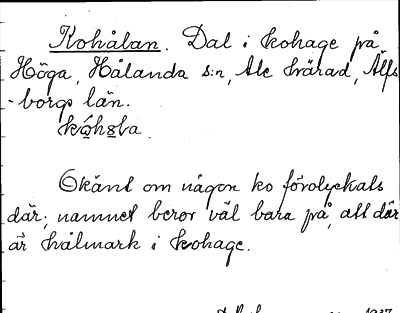 Bild på arkivkortet för arkivposten Kohålan