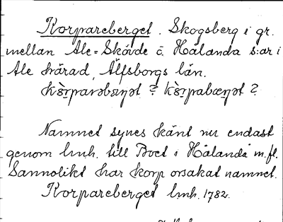 Bild på arkivkortet för arkivposten Korpareberget