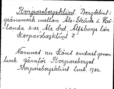 Bild på arkivkortet för arkivposten Korparebergsklint