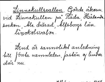 Bild på arkivkortet för arkivposten Linnekullsvallen