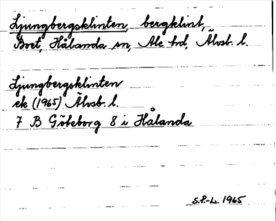Bild på arkivkortet för arkivposten Ljungbergsklinten
