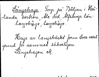 Bild på arkivkortet för arkivposten Långehage