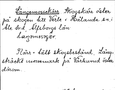 Bild på arkivkortet för arkivposten Långemossekärr
