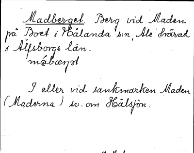 Bild på arkivkortet för arkivposten Madberget