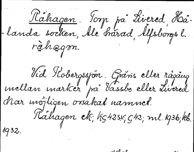 Bild på arkivkortet för arkivposten Råhagen