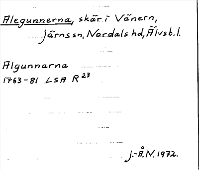 Bild på arkivkortet för arkivposten Alegunnerna