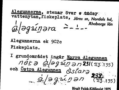 Bild på arkivkortet för arkivposten Alegunnerna