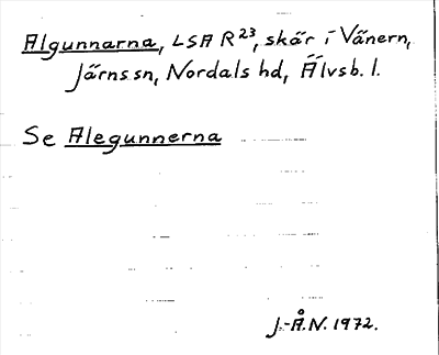 Bild på arkivkortet för arkivposten Algunnarna, se Alegunnerna