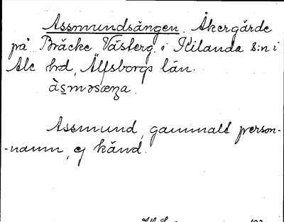Bild på arkivkortet för arkivposten Assmundsängen