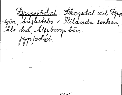Bild på arkivkortet för arkivposten Djupsjödal